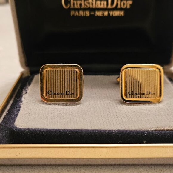 CHRISTIAN DIOR Cufflinks Gold Tone - Picture 2 of 6